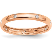 14K Rose Gold Diamond Band with 6 Round White Diamonds - 0.09 Carat Total Diamond Weight by 0