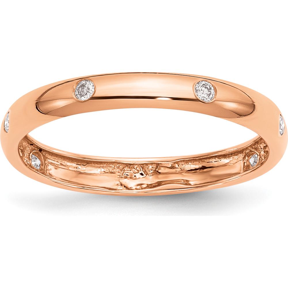 14K Rose Gold Diamond Band with 6 Round White Diamonds - 0.09 Carat Total Diamond Weight by 0