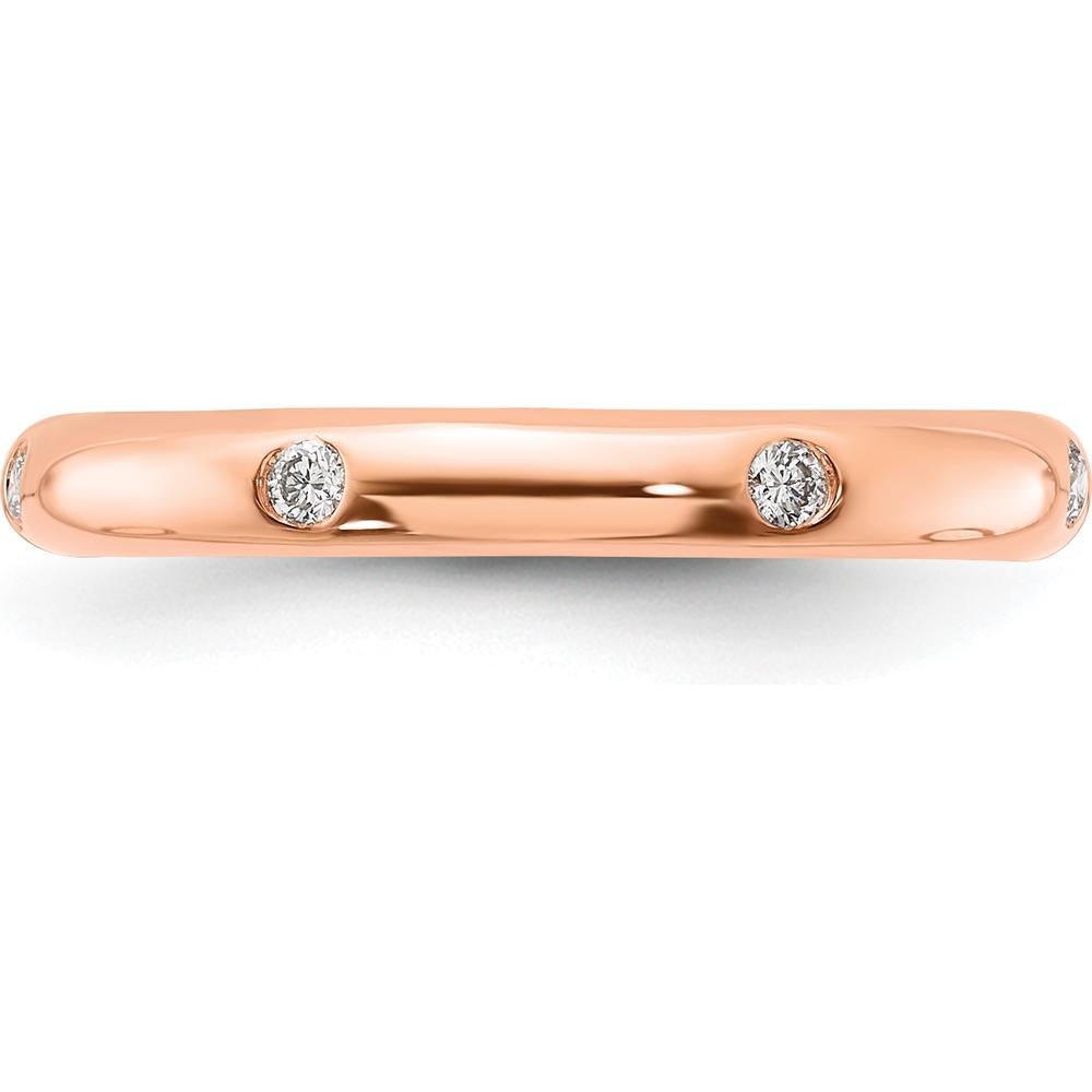 14K Rose Gold Diamond Band with 6 Round White Diamonds - 0.09 Carat Total Diamond Weight by 0