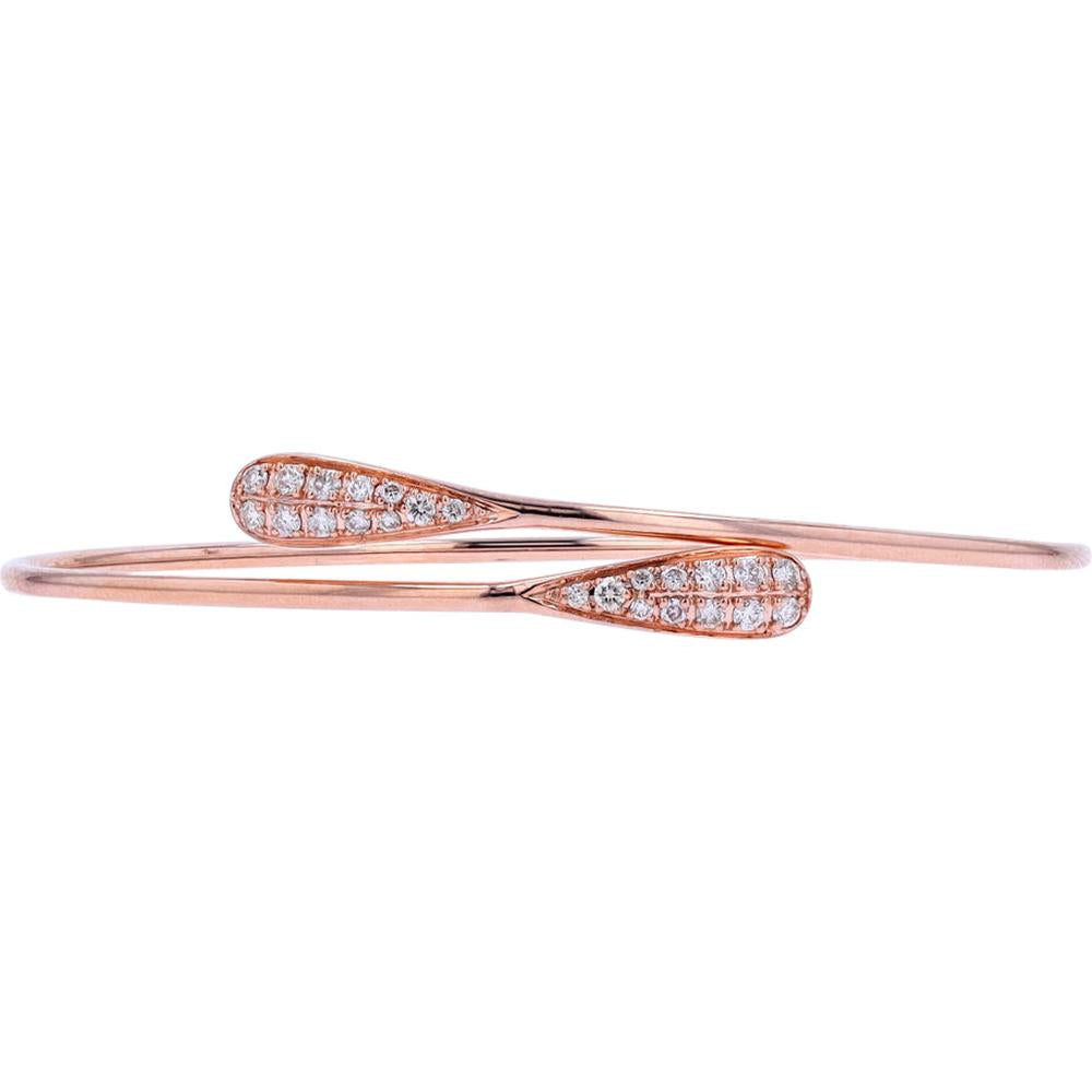 14K Rose Gold Diamond Bypass Bangle with 0.37 Total Carat Weight in Diamonds