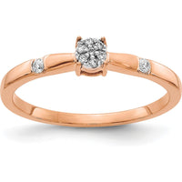14K Rose Gold Diamond Cluster Ring with Natural Round Diamonds - 0.03 Carat Total Diamond Weight by 0