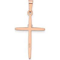 14K Rose Gold Diamond Cross Pendant - 0.010 Carat Total Diamond Weight by Oro Pregiato