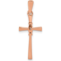 14K Rose Gold Diamond Cross Pendant with 3 Round Diamonds - 0.06 Carat Total Diamond Weight by Monteluci Fine Jewelry