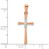 14K Rose Gold Diamond Cross Pendant with 3 Round Diamonds - 0.06 Carat Total Diamond Weight by Monteluci Fine Jewelry