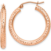 14K Rose Gold Diamond-Cut 25mm Hoop Earrings with Polished Finish by 0