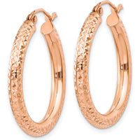 14K Rose Gold Diamond-Cut 25mm Hoop Earrings with Polished Finish by 0