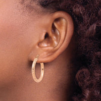 14K Rose Gold Diamond-Cut 25mm Hoop Earrings with Polished Finish by 0