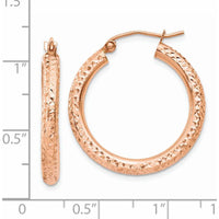 14K Rose Gold Diamond-Cut 25mm Hoop Earrings with Polished Finish by 0