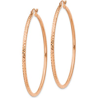 14K Rose Gold Diamond-Cut 2mm Round Tube Hoop Earrings by 0