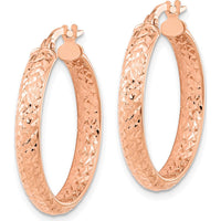 14K Rose Gold Diamond-Cut In-and-Out Hoop Earrings - 25.79mm Length by 0
