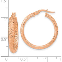 14K Rose Gold Diamond-Cut In-and-Out Hoop Earrings - 25.79mm Length by 0