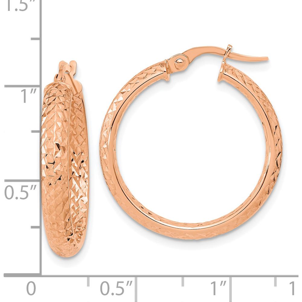 14K Rose Gold Diamond-Cut In-and-Out Hoop Earrings - 25.79mm Length by 0