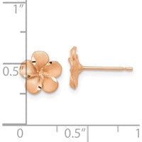 14K Rose Gold Diamond-Cut Plumeria Button Earrings with Yellow Gold Post by 0