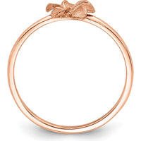 14K Rose Gold Diamond-Cut Plumeria Flower Ring - Floral Themed Solid Design by Oro Pregiato