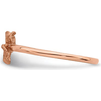 14K Rose Gold Diamond-Cut Plumeria Flower Ring - Floral Themed Solid Design by Oro Pregiato
