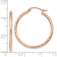 14K Rose Gold Diamond-Cut Polished Hoop Earrings - 30mm Length by 0