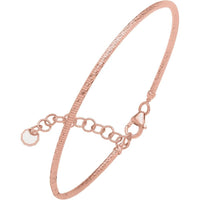 14K Rose Gold Diamond Cut Stackable Bangle with Pear-Shaped Lobster Clasp - 7" by Orozza Fine Jewelry