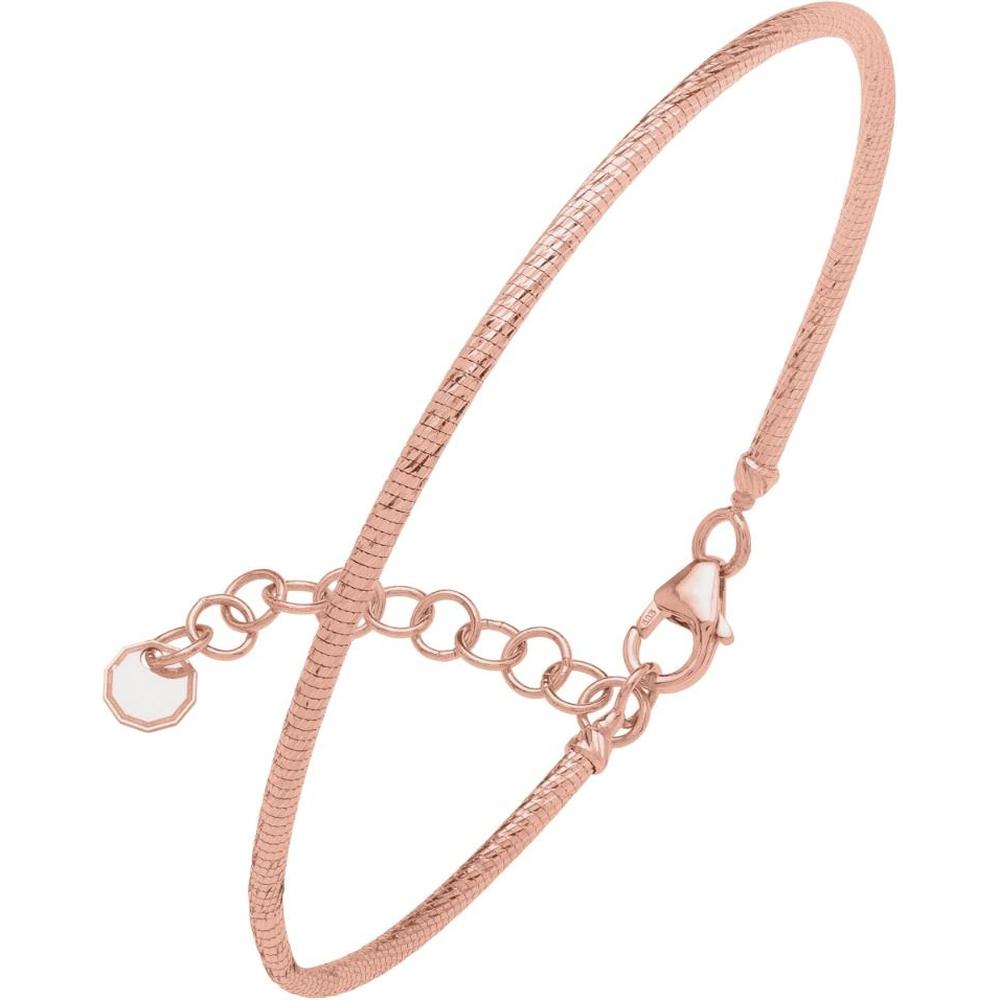14K Rose Gold Diamond Cut Stackable Bangle with Pear-Shaped Lobster Clasp - 7" by Orozza Fine Jewelry