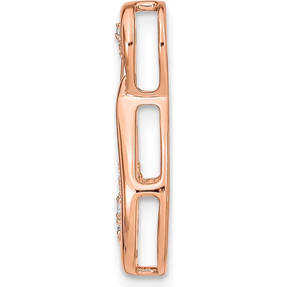 14K Rose Gold Diamond Double Teardrop Pendant Chain Slide with 1/8 Carat Total Diamond Weight by Monteluci Fine Jewelry