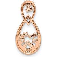 14K Rose Gold Diamond Double Teardrop Pendant Chain Slide with 1/8 Carat Total Diamond Weight by Monteluci Fine Jewelry