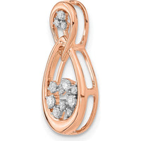 14K Rose Gold Diamond Double Teardrop Pendant Chain Slide with 1/8 Carat Total Diamond Weight by Monteluci Fine Jewelry