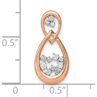 14K Rose Gold Diamond Double Teardrop Pendant Chain Slide with 1/8 Carat Total Diamond Weight by Monteluci Fine Jewelry