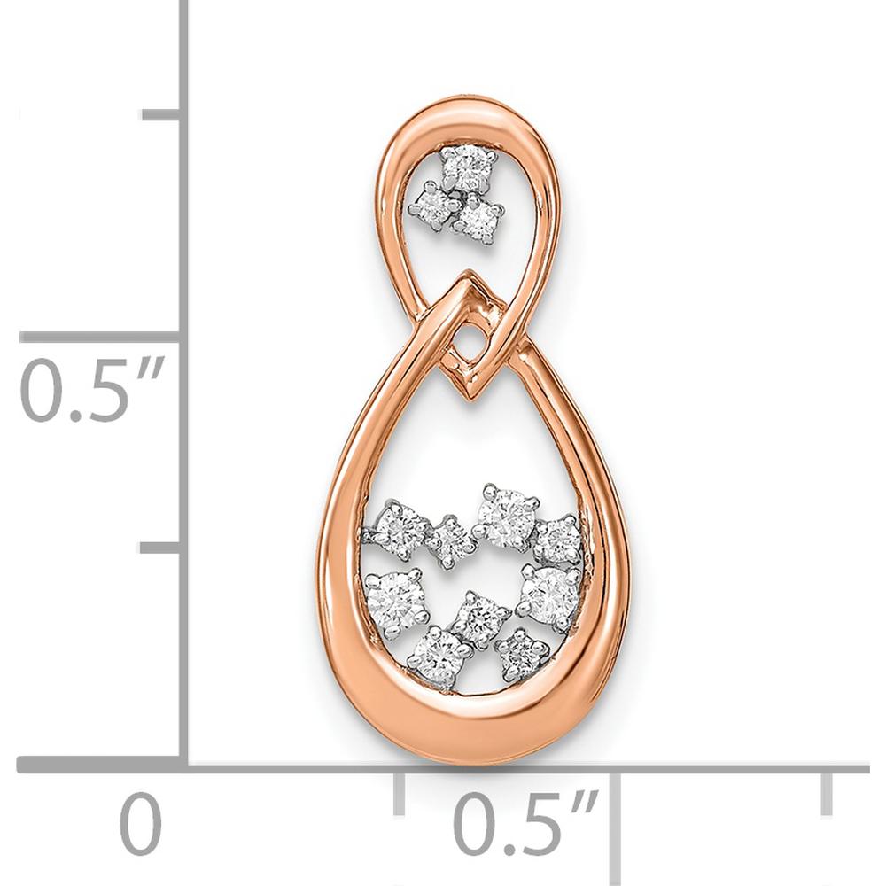 14K Rose Gold Diamond Double Teardrop Pendant Chain Slide with 1/8 Carat Total Diamond Weight by Monteluci Fine Jewelry