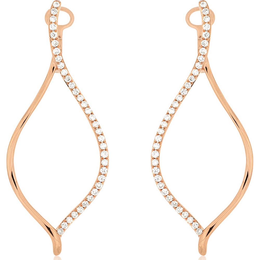 14K Rose Gold Diamond Drop Earrings - 0.56 Carats Total Diamond Weight