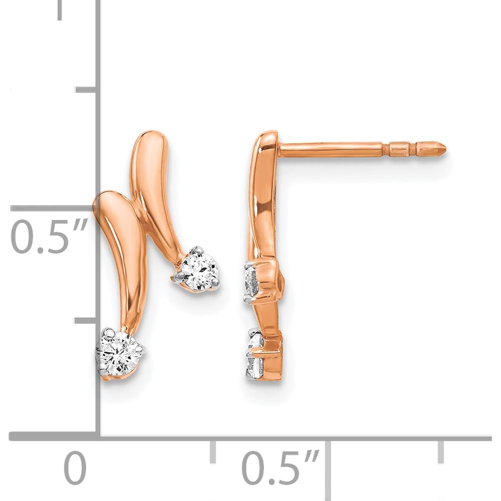 14K Rose Gold Diamond Drop Earrings with Round Natural Diamonds - 0.12 Carat Total Diamond Weight by Monteluci Fine Jewelry