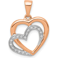 14K Rose Gold Diamond Entwined Hearts Pendant - 0.054 Carat Total Diamond Weight by Monteluci Fine Jewelry