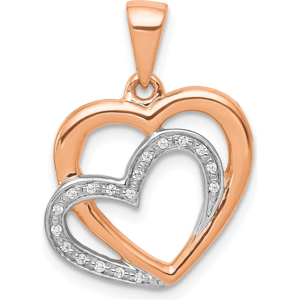 14K Rose Gold Diamond Entwined Hearts Pendant - 0.054 Carat Total Diamond Weight by Monteluci Fine Jewelry