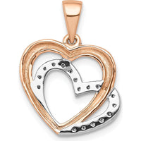 14K Rose Gold Diamond Entwined Hearts Pendant - 0.054 Carat Total Diamond Weight by Monteluci Fine Jewelry
