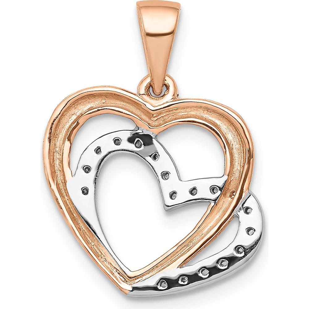 14K Rose Gold Diamond Entwined Hearts Pendant - 0.054 Carat Total Diamond Weight by Monteluci Fine Jewelry