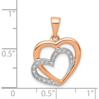 14K Rose Gold Diamond Entwined Hearts Pendant - 0.054 Carat Total Diamond Weight by Monteluci Fine Jewelry
