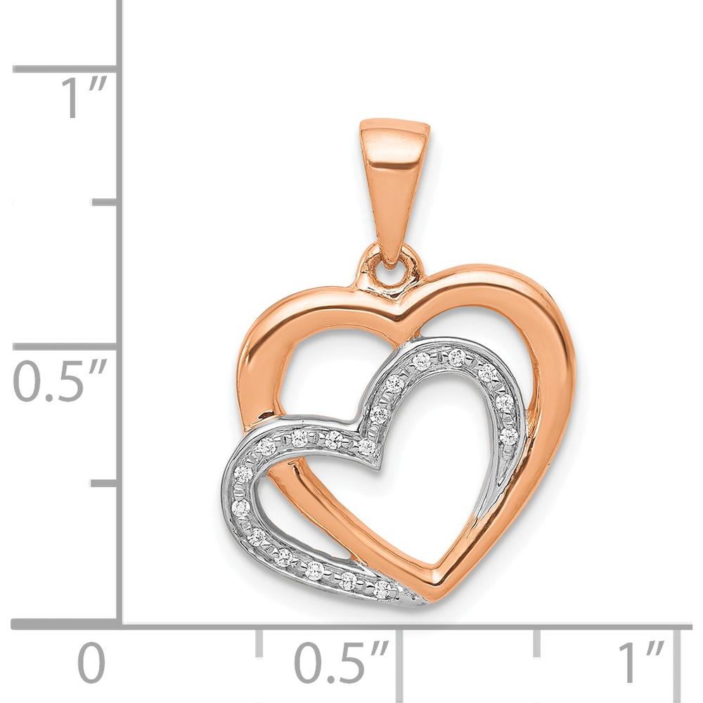14K Rose Gold Diamond Entwined Hearts Pendant - 0.054 Carat Total Diamond Weight by Monteluci Fine Jewelry