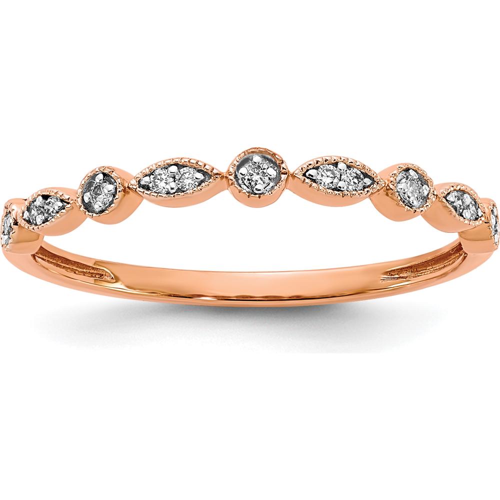 14K Rose Gold Diamond Fancy Band with 13 Round Diamonds - 0.12 Carat Total Diamond Weight by 0