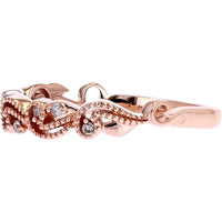 14K Rose Gold Diamond Filigree Band with Intricate Milgrain Detail - 1/5 Carats Total Diamond Weight