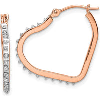14K Rose Gold Diamond Heart Hoop Earrings - 0.50 Carats Total Diamond Weight by Monteluci Fine Jewelry