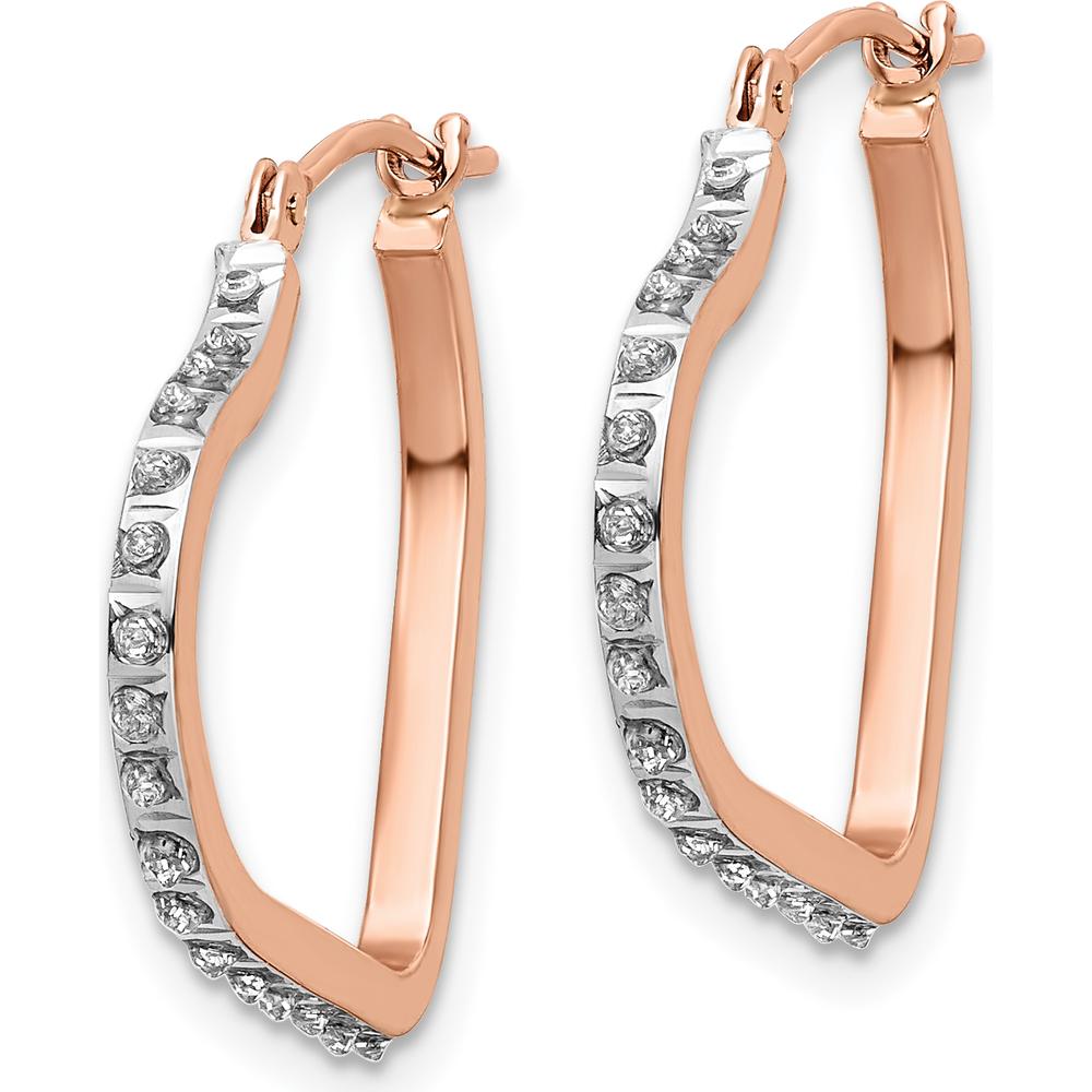 14K Rose Gold Diamond Heart Hoop Earrings - 0.50 Carats Total Diamond Weight by Monteluci Fine Jewelry
