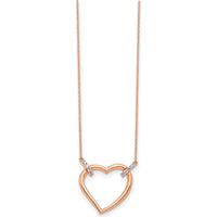 14K Rose Gold Diamond Heart Necklace with 1/4 Carat Round Diamonds - 18" Cable Chain by Monteluci Fine Jewelry