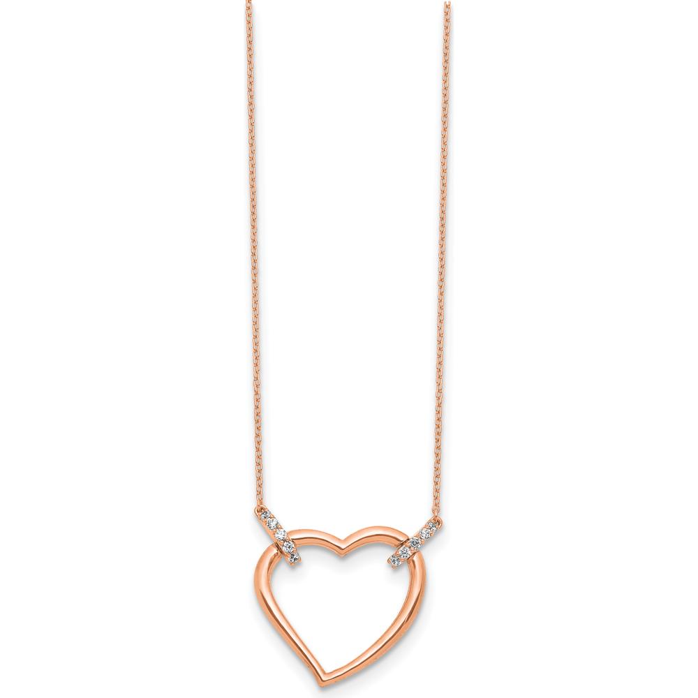 14K Rose Gold Diamond Heart Necklace with 1/4 Carat Round Diamonds - 18" Cable Chain by Monteluci Fine Jewelry