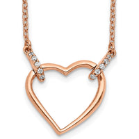 14K Rose Gold Diamond Heart Pendant Necklace with 10 Round Diamonds - 0.05 Carat Total Diamond Weight by Monteluci Fine Jewelry