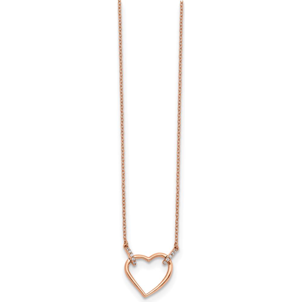 14K Rose Gold Diamond Heart Pendant Necklace with 10 Round Diamonds - 0.05 Carat Total Diamond Weight by Monteluci Fine Jewelry