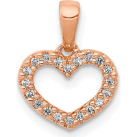 14K Rose Gold Diamond Heart Pendant with 0.03 Carat Total Diamond Weight by Monteluci Fine Jewelry