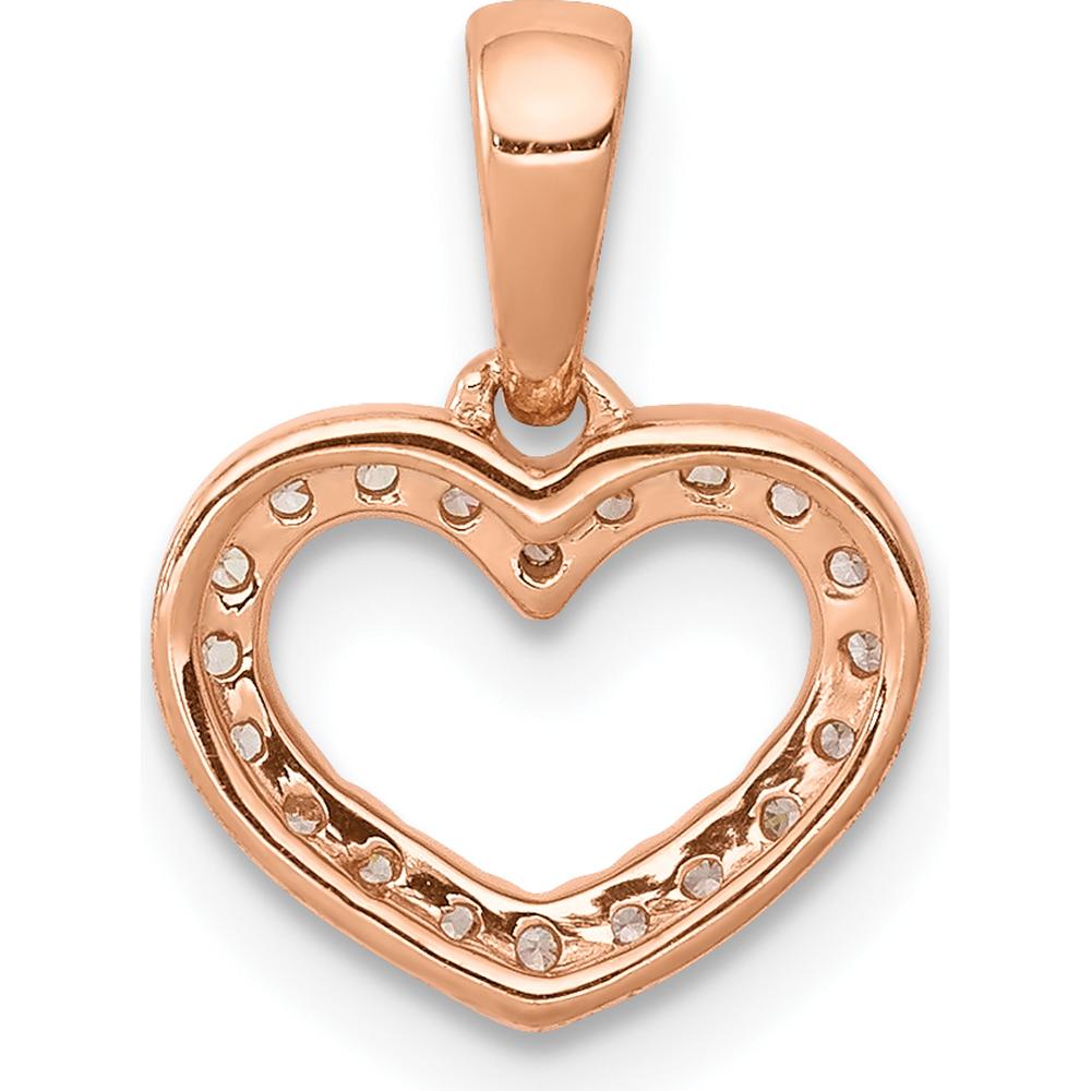 14K Rose Gold Diamond Heart Pendant with 0.03 Carat Total Diamond Weight by Monteluci Fine Jewelry