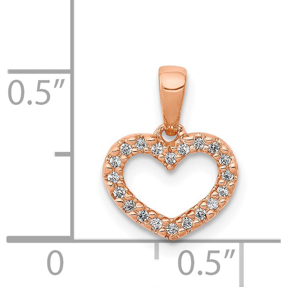 14K Rose Gold Diamond Heart Pendant with 0.03 Carat Total Diamond Weight by Monteluci Fine Jewelry