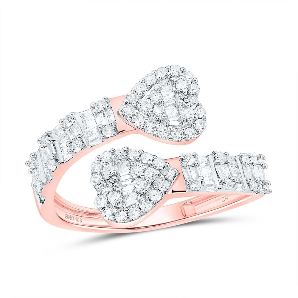 14K Rose Gold Diamond Heart Ring - 5/8 Carat Total Diamond Weight