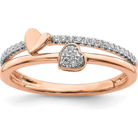 14K Rose Gold Diamond Heart Ring with Pave Set Round Diamonds - 0.065 Carat Total Diamond Weight by 0
