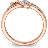 14K Rose Gold Diamond Heart Ring with Pave Set Round Diamonds - 0.065 Carat Total Diamond Weight by 0