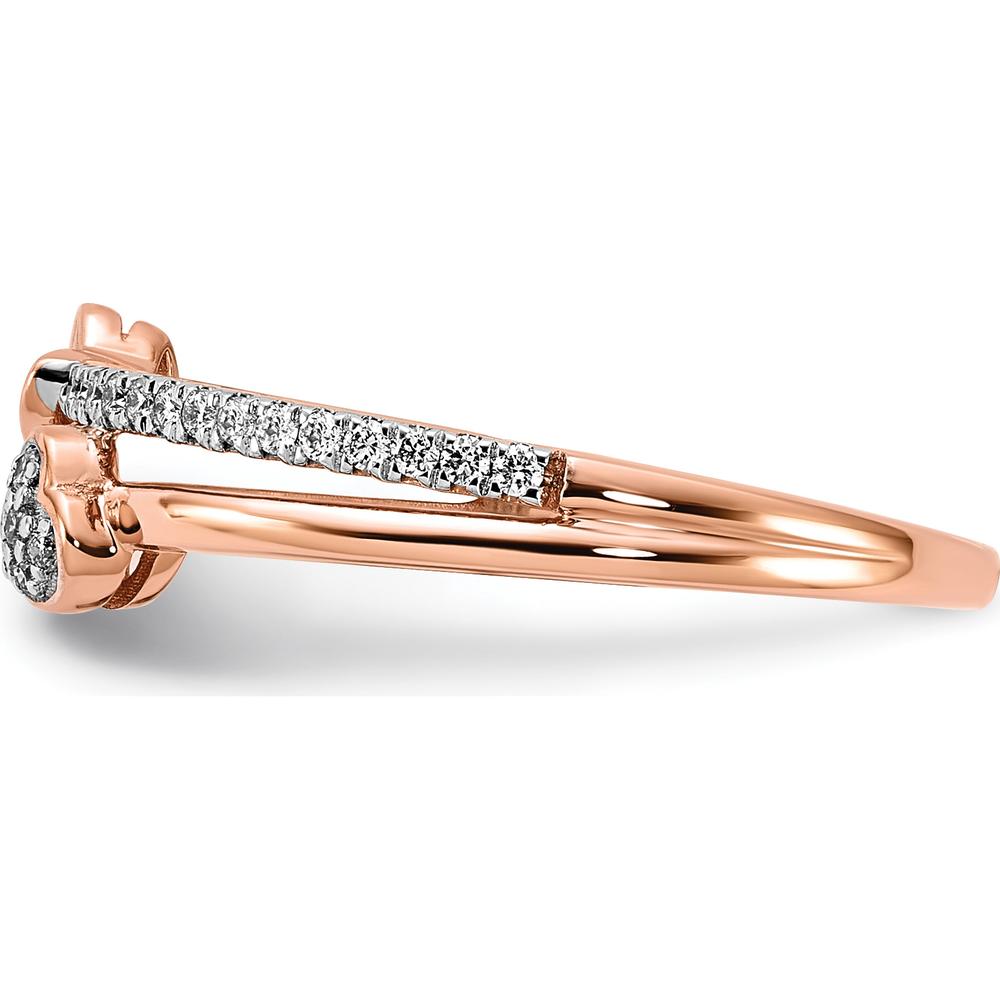 14K Rose Gold Diamond Heart Ring with Pave Set Round Diamonds - 0.065 Carat Total Diamond Weight by 0